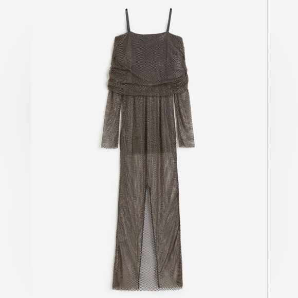 BNWT H&M Studio 2023 Rhinestone-Embellished Off-the-Shoulder Net Dress XS, L, XL - Picture 5 of 7